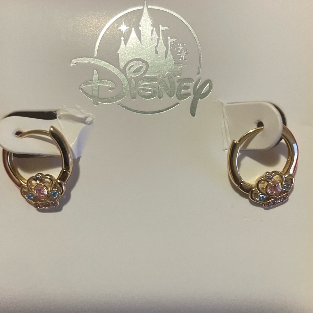 Disney Parks Sterling Silver Ariel Tiara Hoop Earrings
